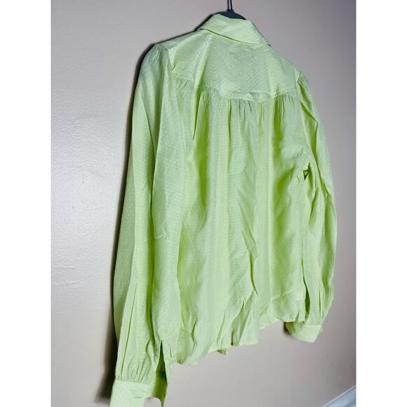Ann Taylor Factory lime green button down shirt size S - Picture 8 of 9
